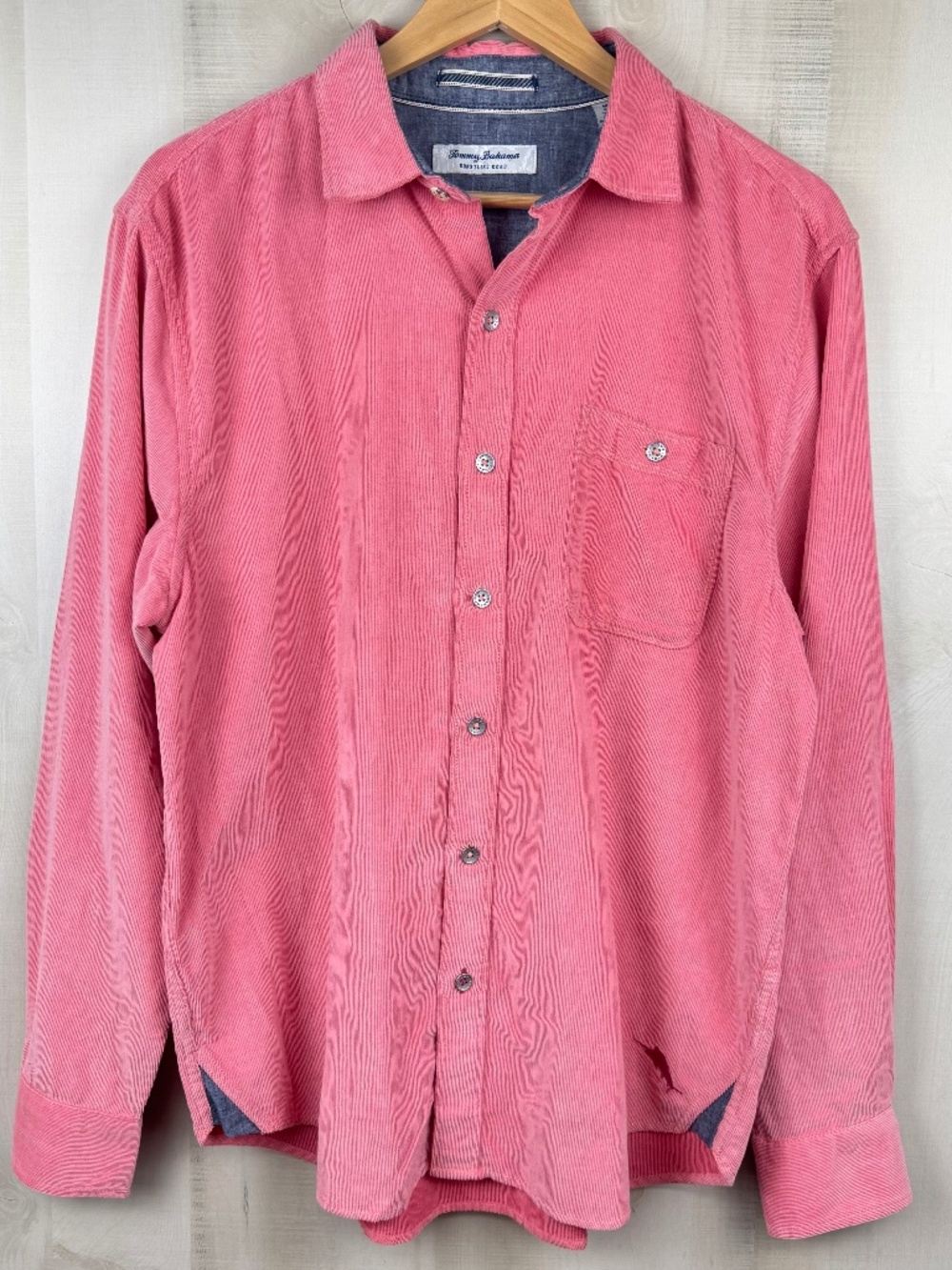 Tommy Bahama Coastline Cord Men’s Long Sleeve Button Up Shirt Coral Pink Medium